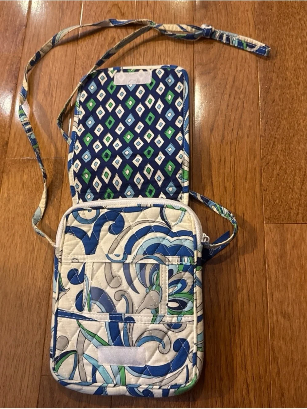 Vera Bradley Blue, Green & White Quilted Crossbody